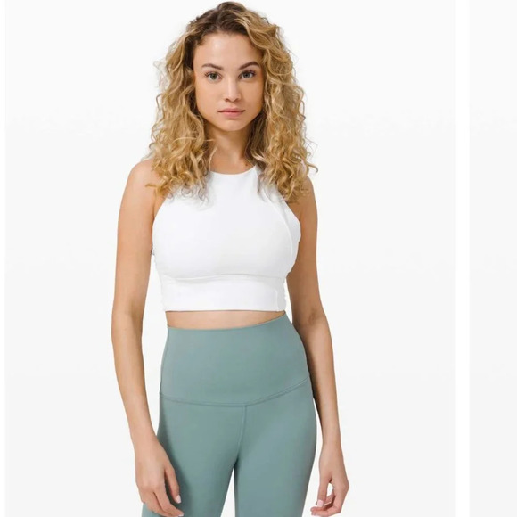 Lululemon Free to be Serene Bra High Neck Long Line Special Edition White Sz 10 - Picture 3 of 8